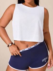 Easithlete Sleeveless Workout Crop Top For Women, Camo Jacquard Textured Fabric With Crisscross Open Back, Breathable Daily & Gym Athletic Tank - White - View 3