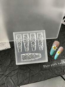 3D Flower Nail Art Mold, Camellia Orchid Lily 5-Petal Blossom Stamp Plate, Clear Silicone Stamping Tool For Spring Summer Nail Design - Clear - View 3