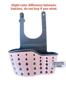 1pc Adjustable Sink Hanging Drain Basket, Suction Cup Sponge Holder For Kitchen Utensils & Fruits - Multicolor - View 1