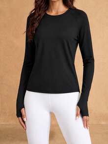 Silquee Absorbs Sweat Breathable Sports Tee Compression Shirt - Black - View 5