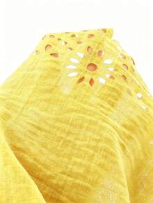 Sparklyn Girls' Summer Hollow Out 2 Pieces Set, Flutter Sleeve Cami + Matching Shorts, Exquisite Lace Trim On Top And Bottom, Detailed Design, Loose Fit, Suitable For Daily Wear And Outings - Yellow - View 5