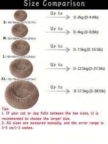 1PC Fluffy Long Velvet Warm Skin Friendly Round Wrap Around Cozy Soft Pet Bed For Cats Small Dogs Light Brown Home Pet Supplies Gift - Mocha Brown - View 5