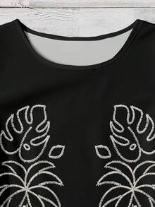 SHEIN VCAY 大尺碼女款花卉印花休閒百搭日常外出襯衫 - 彩色 - 查看 3