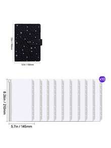 1 Set A5/A6 Size PU Leather Multi Functional Photo Card Album Refillable Binder Notebook With Rings For Pictures Tickets Cards Daily Planning Journal Office School Student Travel Gift Organization Storage Scrapbooking Supplies Vintage - Star model - View 23