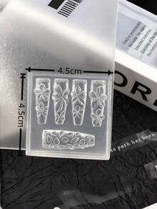 3D Flower Nail Art Mold, Camellia Orchid Lily 5-Petal Blossom Stamp Plate, Clear Silicone Stamping Tool For Spring Summer Nail Design - Clear - View 2