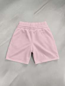 Manfinity Roghcode Pantalones cortos casuales versátiles de uso diario para hombre con cintura con cordón y estampado de letras & flores - Rosa - Ver 2