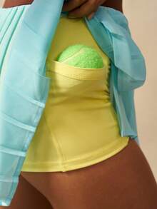 VARSIVA Set Olahraga Wanita Atasan Tank Top dan Rok Celana Lipit Motif Blok Warna - MultiWarna - View 10