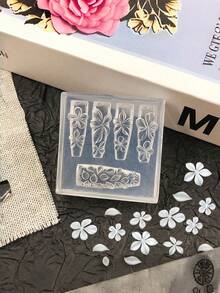 3D Flower Nail Art Mold, Camellia Orchid Lily 5-Petal Blossom Stamp Plate, Clear Silicone Stamping Tool For Spring Summer Nail Design - Clear - View 5