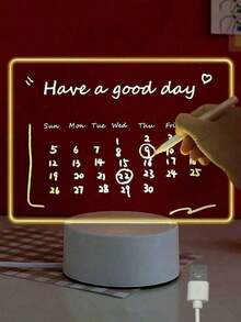 1PC Luminous Acrylic Writing Board Erasable Led 3d Night Light, Usb Powered, Suitable For Memo, Message Board, Gift, Desk Decoration Light - rectangle - View 3