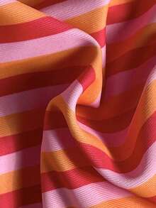 Swim Vcay Bikini 2 Potong Motif Garis-garis Oranye Pink Musim Semi/Panas 2026 dengan Tali Tebal dan Bagian Belakang yang Dapat Diatur, Potongan Tinggi, Cocok untuk Liburan Pantai dan Pemotretan - MultiWarna - View 4
