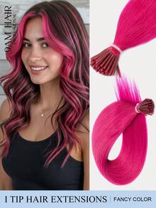 30g I Tip Hair Extensions Human Hair,Rose Red Party Colors,10-18inch,Real Human Hair Easy To Style Volume & Length On Thin Hair,Long-Lasting Secure Reusable Perfect Beauty Gift Idea For Party,Cosplay,Festival - SRose Red - View 1