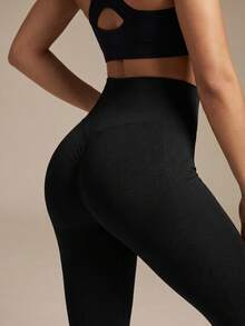 Silquee Yoga Tights Seamless High Stretch Tummy Control Gym Leggings Sports - Black - View 5