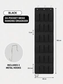 Over Door Shoe Hanging Bag, Multi-Grid Wall Mount Storage Pouch For Socks Sundries - Black - View 7