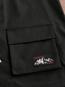 SWAVVY Chaleco para hombre con botones de rana, cremallera y bolsillo con parche - Negro - Ver 4