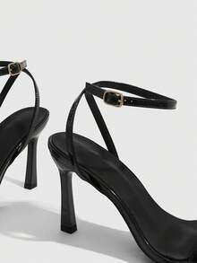 CUCCOO SZL Women's Adjustable Black Minimalist High-Heeled Sandals, Suitable For Daily Casual Wear, Spring Break, Easter, Prom - Black - View 5