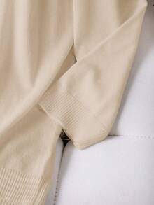 SHEIN LUNE Cardigan de unicolor versátil y casual de talla grande - Albaricoque - Ver 5