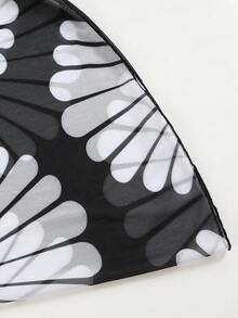 Breezaya Damen Tropisches Pflanzenmuster Bindung Schlitz Maxi-Rock - Schwarz und Weiss - Übersicht 6