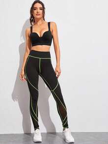 Gameset SHEIN Sport Light Support Straps Skinny Sports Push Up Bra - Black - View 3
