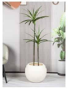 優雅圓形白色防水塑料花盆，適合地面擺放。適用於室內與室外，可種植多肉植物、虎尾蘭、黃金葛、蕨類及各種花卉。客廳與辦公室的精美裝飾。 - 多色 - 查看 8
