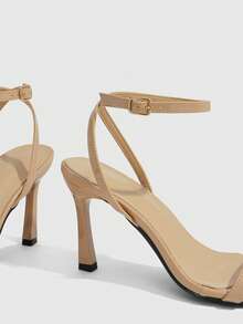 CUCCOO SZL Women's Adjustable Apricot Simple High-Heeled Sandals, Suitable For Daily Casual Wear, Spring Break, Easter, Prom - Apricot - View 5