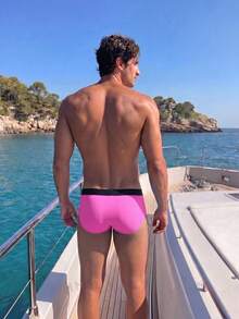 Manfinity Swimmode 2026新款男士拼色抽繩沙灘健身度假泳池派對三角泳褲 黑色 夏季性感 度假款 - 彩色 - 查看 2