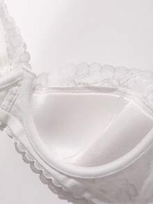 DAZY Mesh & Contrast Lace Lightweight Padded Sexy Bra - White - View 7