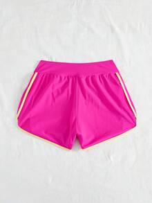 Swim Basics Springbreak 女款黑白對比滾邊運動休閒短褲沙灘褲 - 玫紅色 - 查看 6