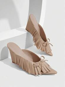 CUCCOO SZL Sandal Hak Tinggi Wedges Elegan dan Modis untuk Wanita, Cocok untuk Perjalanan Musim Semi dan Musim Panas - Aprikot - View 3