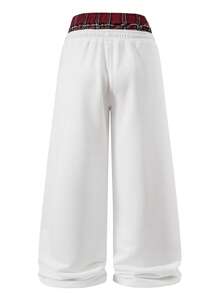 Manfinity Hypemode Men's Double Waistband Patchwork Plaid 2 In 1 Long Pants - White - View 2