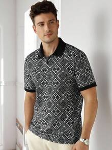 Core Aspect Men's Business Geometric Pattern Short Sleeve Casual Polo Shirt - Multicolor - View 7