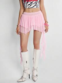 INAWLY Women's Mini Skirt, Retro Disco Sexy Y2k Style, Cute Pink Summer Night Out Party Date Vacation, Music Festivals, Casual Street Fashion - Pink - View 3