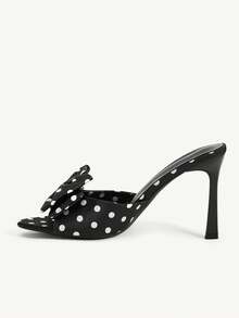 CUCCOO CHICEST Women Shoes Spring And Summer New Black Polka Dot Bow Open Toe Women's High Heel Sandals Slippers Fashion Comfortable Versatile Elegant Sexy Party - Fashion Polka Dot Black 1 # - View 4