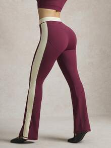 Activina Damen Extra lange Schlaghose mit Beinschlitz Sport Leggings - Bordeaux - Übersicht 2