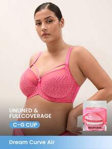 LUVLETTE Plus Dream Curve Air Pink Cheetah Print&Colorful Leopard Pattern Sheer Unlined Full Coverage Side Support Mesh Minimizer Bra - Red - View 10