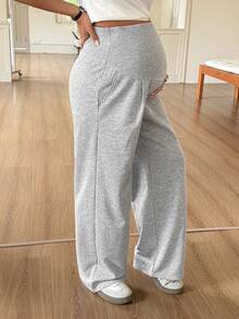 DAZY Maternity Adjustable Waist Casual Versatile Daily Wear Sweatpants Fall - Grey - View 8