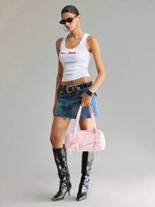 Viva Strut Cute Wind Bow Strap Shoulder Bag - Pink - View 3