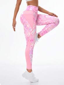 SHEIN Core Rhythm 女款豹紋高腰口袋內搭褲 - 彩色 - 查看 6