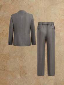 HIMLAND Mens Stylish Grey Double-Breasted Suit Set Modern Fit For Business And Formal Occasions
Mens Elegant Grey Two-Piece Suit Blazer - Grey - View 2