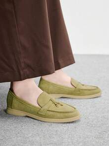 CUCCOO BIZCHIC Scarpe da donna casual, semplici e comode, con copertura del piede portatile, adatte per l'ufficio e il pendolarismo, scarpe basse - Verde chiaro, - Visualizzare 3