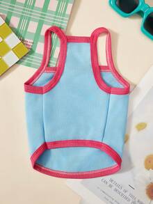 PETSIN 1 Piece Of Cute Letter And Bow Pattern Printed Pet Vest, Comfortable And Breathable, Casual Style, Breathable And Anti Shedding Pet Clothing - Multicolor - View 3