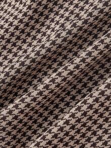 SHEIN MOD Plus Size Vintage Coffee Brown Houndstooth Front Tie Tank Top - Coffee Brown - View 8