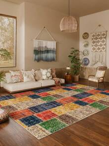 Digitally Printed Non-Slip Washable Runner And Area Rug Living Room Carpet, Modern Design | Modern, Scandinavian, Bohemian And Classic Styles | 100% Polyester - Pink - View 1