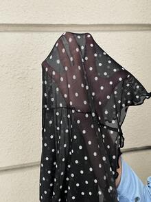 MaterniWear 孕婦法式波點印花洋裝 度假派對 哺乳 正式拍照 性別揭曉 秋季 黑色 1920年代復古優雅休閒 - 黑色 - 查看 11