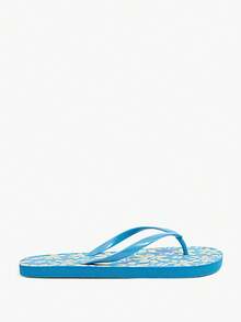 Grefit Sandalias de dedo con estampado de leopardo, zapatos de triángulo para vacaciones de verano en la playa, pantuflas cómodas para usar en casa - Azul cielo - Ver 14