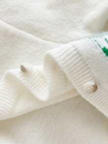 SHEIN Newborn Baby Autumn/Winter Cute Cartoon Pattern Long Sleeve Sweater Romper - White - View 10