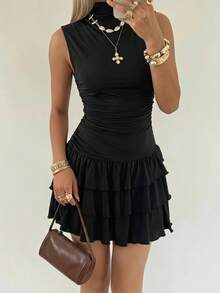 SHEIN EZwear Black Knit Sleeveless Women's Dress Date Night Night Out Summer Sexy - Black - View 5