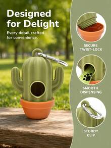 PETSIN 1PC Practical Pet Poop Bag Dispenser Cute Cactus Durable Material Dog Waste Bag Leash-Mountable Compact Pet Waste Container Hands-Free Poop Bag Organizer For Daily Dog Walks Outdoor Activities Great Gift Choice For Dog Owners - Multicolor - View 14