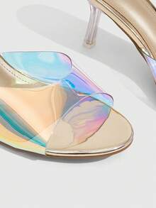 CUCCOO SZL Women's Fashion Sexy Round Toe TPU Material Comfortable Transparent High Heel Sandals, Suitable For Commuting, Dating, Gathering, Party And More - Gold - View 5