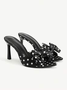 CUCCOO CHICEST Women Shoes Spring And Summer New Black Polka Dot Bow Open Toe Women's High Heel Sandals Slippers Fashion Comfortable Versatile Elegant Sexy Party - Fashion Polka Dot Black 1 # - View 6