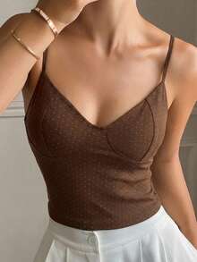 DAZY Camiseta de tirantes con relleno incorporado de unicolor para mujer - Marrón - Ver 8